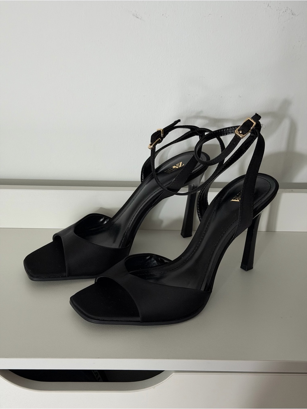 Zara Black Strappy Stiletto Sandals